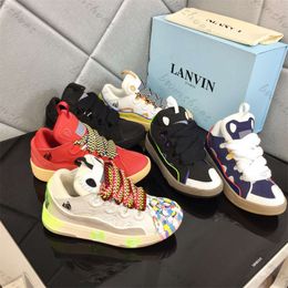 Langfan graffiti daddy shoes men and women couples painted skateboard shoes moral training shoes thick sole bread sneakers spray paint