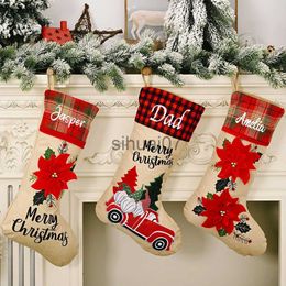 Christmas Decorations Customized Embroidery Name Christmas Merry Flower Family Inventory Personalized Christmas Decorative Gift Socks x1019