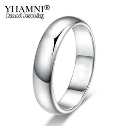 YHAMNI Lose Money Promotion Real Pure White Gold Rings For Women and Men With 18KGP Stamp 5mm Top Quality Gold Colour Ring Jewellery 275t