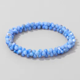 Strand Blue Bone Shape Beads Bracelets Colorful Natural Seawater Shell Beaded Elastic Bangles Fashion Jewelry For Women Men