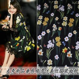 Clothing Fabric 145cm Daffodil Printed Smooth Handmade Diy Dress Shirt Polyester Pajamas Material Wholesale Cloth