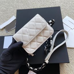 Womens Designer Mini Panda Caviar Leather Waist Vanity Bags Black Hardware Matelasse Chain Crossbody Bust Belt Purse Outdoor Fashion Street Handbags 12.5X9X2.5CM