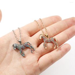 Pendant Necklaces Pony Crystal Horse For Women Children Cute Cartoon Animal Choker Collier Fashion Jewellery Accessories Bijoux Gifts