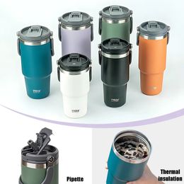 Thermoses 900ml Coffee Cup Stainless Steel Doublelayer Insulation Cold And Travel Mug Vacuum Flask Car Water Bottle Insulated 230819