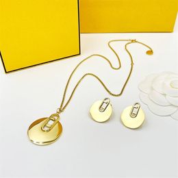 Designer Earring Gold Pendant Necklace For Mens Women Hoop Earrings Luxury Designers Jewelry Set Fashion Lock Chain Link New Neckl3162