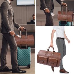 Duffel Bags Garment Bag For Travel Convertible Carry On Garment Duffel Bag For Men Waterproof Pu Large Weekender Bag 2 In 1 Suit Dress C5v2 231019