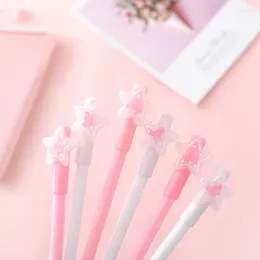 2pcs Cute Girl Pink White Pentagram Gel Pen Black Ink 0.5mm Signing Student Stationery Gift Papelaria Escolar