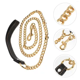 Dog Collars Chain Leash Metal- For Small/ Medium Dogs Comfortable Handle Hauling Cable Training Walking