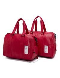 New Fashion Pu Leather Gym Male Bag Top Female Sport Shoe Bag for Women Fitness Over the Shoulder Yoga Bag Travel Handbags Black R5916128