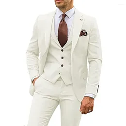 Men's Suits Fashion Men Suit 3 Pieces Set Notched Lapel Fit Wedding Party Business Casual Groom Tuxedos Jacket Vest With Pants