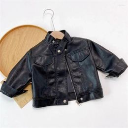 Jackets Boys Coats Autumn Winter Fashion Korean Children's Plus Velvet Warming Cotton PU Leather Jacket For 1-8Y Kids Outerwear