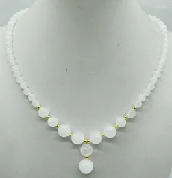 Chains Pretty 6/8/10/12mm White Jade Round Beads Pendant Necklace 18 Inch Jewellery Gift For Women