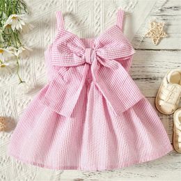 Girl Dresses Toddler Baby Girls' Dress Blue Striped Sling Sleeveless Bow Girls Sweaters Two Piece