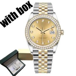 Diamond Rolaxs Mens Lady Watches Automatic Mechanical Movement Wristwatches Full Stainless Steel Swimming Watch Super Luminous Sapphire Glass Montre De Luxe 3641
