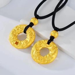 Pendant Necklaces Fashion Golden Carp Double Sided Retro Koi For Men And Women Ping An Buckle Jewellery Accessories Holiday Gifts