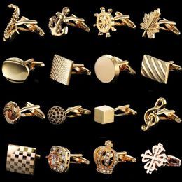 Cuff Links Summer high quality brass plated 18K Gold luxury gold Cufflinks classic style fashion men s French shirt cufflink man gift 231019