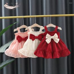Girl Dresses Baby Girls Dress 2023 Sling Big Bow Toddler Sweet Princess Mesh Mini Birthday Party Clothes Costume