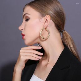 Stud Earrings Trendy Gold Colour Geometry Big Circle For Women Luxury Party Wedding Gift Jewellery Korean Fashion Accessories 2023