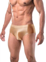 Underpants Unisex Men Women Crotch Seamless Briefs Low Waist Glossy Shiny Underwear Lingerie Sexy Panties