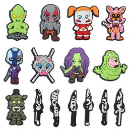 Wholesale 100Pcs PVC Japan Anime Comic Cartoon Garden Shoe Charms Decorations For Button Clog Backpack Holiday Gift