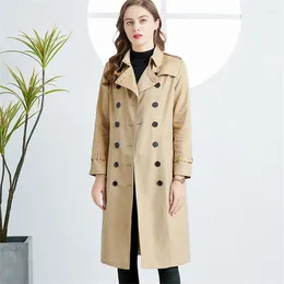 Women's Trench Coats Autumn Women Style Retro Fashion Lapel Double-breasted Clothes Mid-length Over-the-knee Windbreaker Jackets