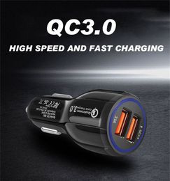 QC3.0 Portable Car Charger Led Quick Charging 12V 3.1A Dual USB Port for Smart Phone LL