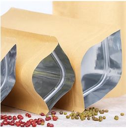 wholesale Packaging Bags Kraft Paper Aluminium Foil Stand Up Pouch Self seal Bag Reusable Sealing Bags All-Purpose Food Storage Durable Lock with Tear Notch