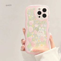 Cell Phone Cases Pink flower lanyard mobile phone case for iPhone 14 13 12 11 Pro Max 14Plus xs xr 7 8 Plus SE 2020 cute little rabbit soft shellL231019