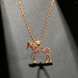 Pendant Necklaces Pony Crystal Horse Necklace Women Luxury Jewellery Accessories Fashion Choker Collier For Party Jewellery Gifts