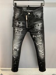 Classic Fashion dsq Jeans Hip Hop Rock Moto Mens Casual Design Ripped Jeans Distressed slim Denim DSQ2 COOLGUY JEANS 9856 black