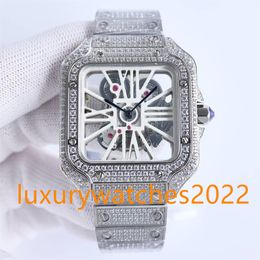 Luxury Mens Watch All Diamonds 40mm Automatic Mechanical Movement Hollow Transparent Sapphire Glass Ice Out Super Quality Wristwatch