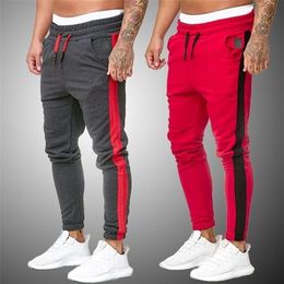 New Men Joggers Pants Mens Striped Elastic Waist Gym Clothing Male Slim Fit Workout Running Sweatpants 2012212899
