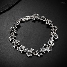 Charm Bracelets 2023 Vintage Silver Colour Flower For Woman Men Boho Style Ethnic Bride Bangles Fashion Wedding Jewellery Gifts