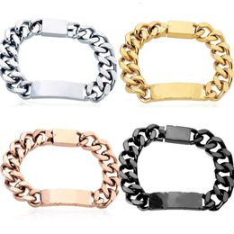 Designer bracelets for Men Women Stainless Steel cuban Link Iced out braceletS bracciali Chain Bracelet for women Male280g