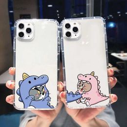 Cell Phone Cases Funny Cute Mouse Dinosaur Couple Phone Case For iPhone 12 13 11 14 Pro MAX Plus XR XS Max X SE 7 8 Plus Clear Cover Shell FundasL23/10/16