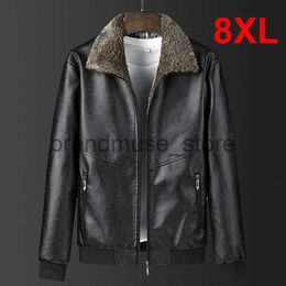 Men's Jackets 8XL Plus Size Mens PU Jacket Warm Thick Coats Winter Autumn Fur Collar Leather Jacket Male Fashion Casual Big Size 7XL 8XL HX513 J231019