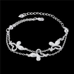 gift Butterfly 925 silver bracelet JSPB409 girl women sterling silver plated Charm Bracelets229j