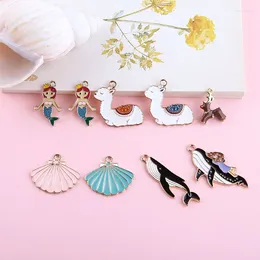 Pendant Necklaces Est Enamel Animal Charms Kawaii Mermaid Girl Sheep Sea Shell Deer Dolphin DIY Jewellery Earring Necklace Pendants 30pcs