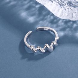 Cluster Rings VENTFILLE Silver Colour Ring For Women Girl Gift Personality Small Fresh Wave Korean Style Temperament Geometric Jewellery