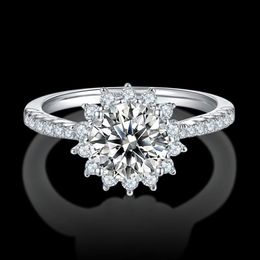 Cluster Rings 1ct 6 5mm D Colour Lab Grown Moissanite Engagement Ring 925 Sterling Silver For Women with Certificate Can Pass The T278n