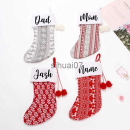 Christmas Decorations Personalised Christmas Stocking Add Your Name Knit Christmas Stocking Custom Red Knitted Family Stockings Christmas Decoration x1019