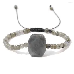 Strand 4mm Grey Labradorite Stone Beaded Bracelet Men Women Fashion Tiger Eye Clear Quartz Beads Pendant Bracelets Energy Jewellery Gift
