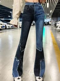 Women's Jeans 2023 High Waist Y2k Women Patchwork Flared Pants Streetwear Trousers Straight Casual Vintage Clothes Boot Cut