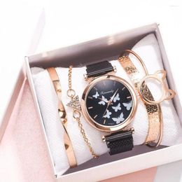 Wristwatches 2023 Women Watch Butterfly Dial Buckle Casual Luxury Fashion Ladies Dress Watches Party Decoration Gifts