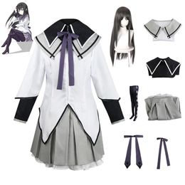 Akemi Homura Cosplay Anime Puella Magi Madoka Magica Cosplay Costume Dress Suit Uniform Wig Halloween Christmas Costume Womencosplay