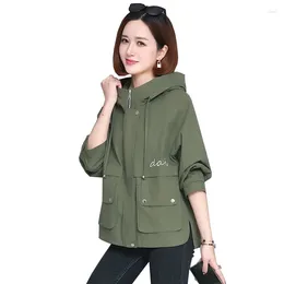 Women's Trench Coats Spring Autumn Women Windbreaker 2023 Loose Korean Female Casual Tooling Outerwear Ladies Hooded Coat Short Top