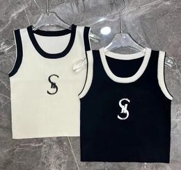 23ss Women's Tanks Camis black white Knitted vest slim fit round neck tank top designer clothes women