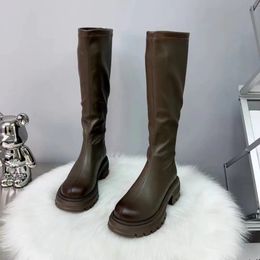 Boots Fashion Casual Knee High Knight for Women Autumn Winter New Designer Shoes Female Solid Colour Platform Botas De Mujer 231019