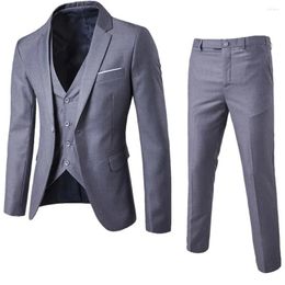 Men's Suits Men Suit Buttons Cuff Blazer Vest Pants Set Single-Breasted Coat Trousers Turndown Collar Jacket Formal