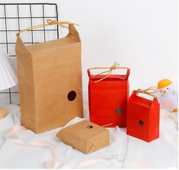 Red Brown Kraft paper rice packaging bag Tea packaging cardboard paper bag/weddings kraft paper bag Food Storage Standing Packing Bag